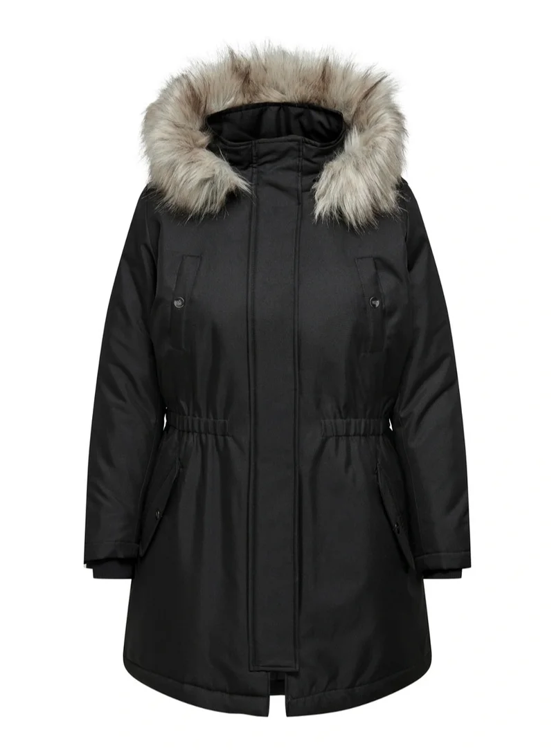 Only Carmakoma Pocket Detail Fur Hooded Jacket