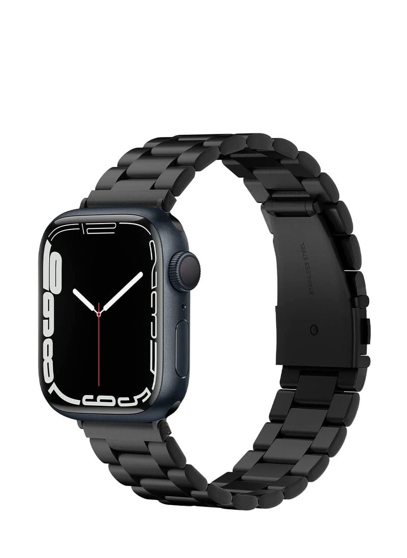Generic - Apple Watch Band 41mm Heavy Duty Stainless Steel iWatch Series 8 for Men and Women, Black - Image 1