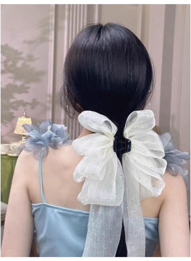 NIBEMINENT Dual-Sided Butterfly Bow Hair Claw New Fashion Clip 306 white grip 4CMe 