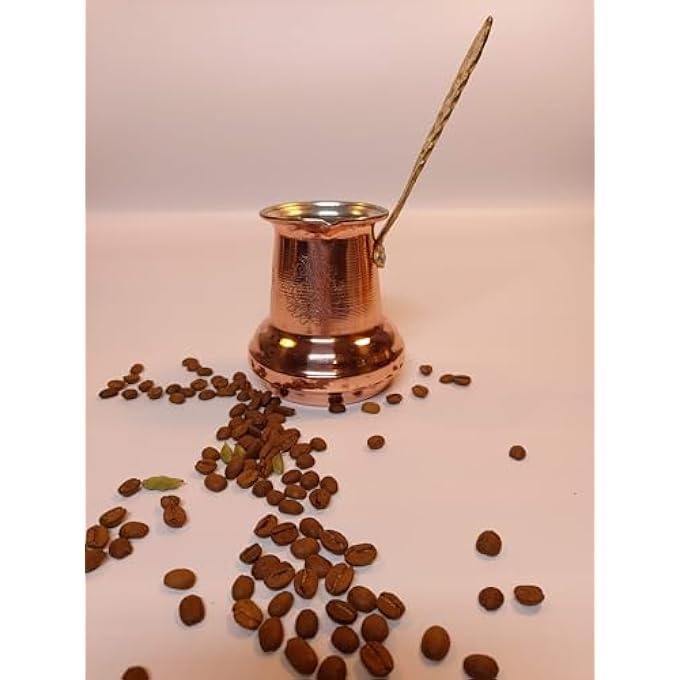 rayihni Turkish Coffee Pot 5 Sizes Coffee Maker Greek Arabic Coffee Stovetop Thick 3Mm Solid Hammered Handmade Engraved Copper Cezve Ibrik Briki With WoodenBrass Handle Brass Handle 350 Ml - Image 5