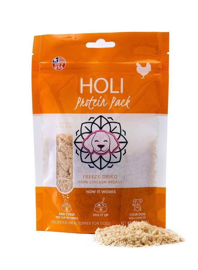 هولي طعام الكلاب المصنوع من الدجاج المجفف بالتجميد من هولي - مكون واحد، صدور دجاج خالية من الدهون، درجة إنسانية - معزز نكهة طعام الكلاب للكلاب الانتقائية - طبيعي بنسبة 100% - 7 أونصة - Image 1