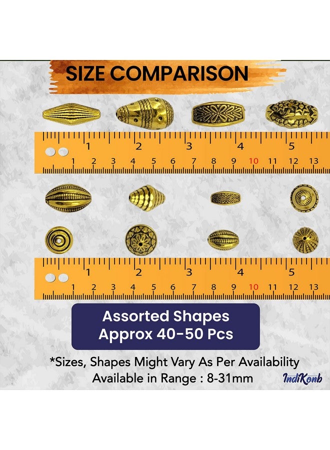 INDIKONB 360 Antique Gold Spacer Beads, Small and Large Charm Spacer Beads Kit, Accessories for DIY Bracelet Necklace Jewelry Making - Image 3