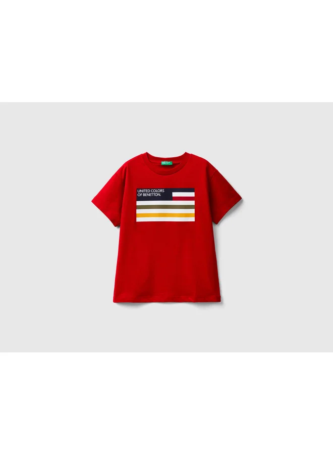 يونايتد كولورز أوف بينتيون 100% Organic Cotton T-Shirt - Red