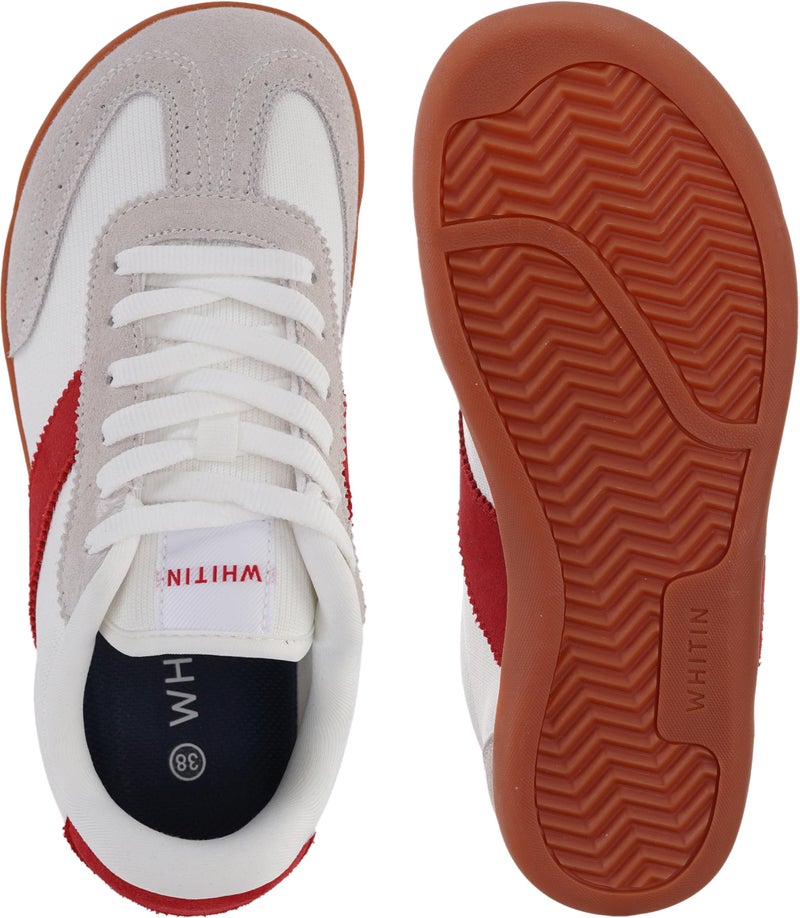 WHITIN Women's Barefoot Sneakers Casual Minimalist Zero Drop Sole Wide Toe Box Shoes Minimus Size 8 Width 8W Laces Up Brogue Outdoor Grey Red Gum 39 - Image 4
