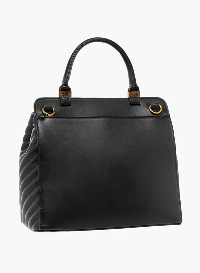 Flora Bella By Shoexpress Women Quilted Crossbody Bag with Detachable Strap and Zip Closure