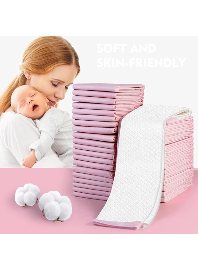 100 Pieces Baby Disposable Changing Mats,Waterproof Baby Changing Pads, 45x60 cm, Highly Absorbent Leakproof Changing Pad Baby, Ultra soft Diaper Changing Mat Underpads for Baby Pink - Image 2