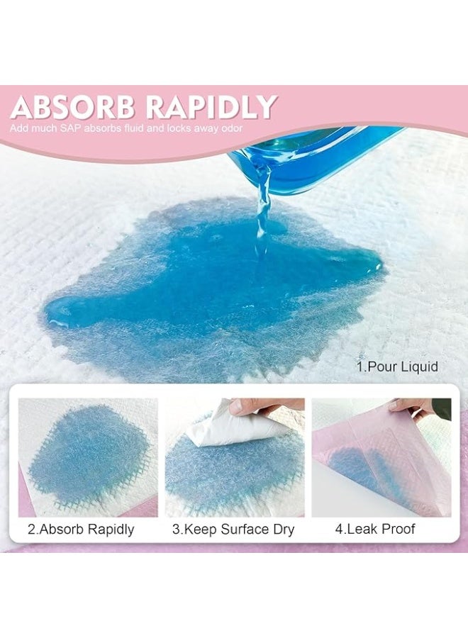 100 Pieces Baby Disposable Changing Mats,Waterproof Baby Changing Pads, 45x60 cm, Highly Absorbent Leakproof Changing Pad Baby, Ultra soft Diaper Changing Mat Underpads for Baby Pink - Image 4