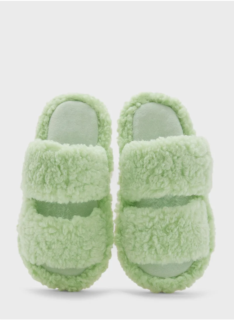 Ginger Teddy Double Strap Ladies Slipper