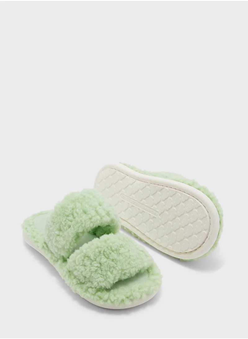Ginger Teddy Double Strap Ladies Slipper