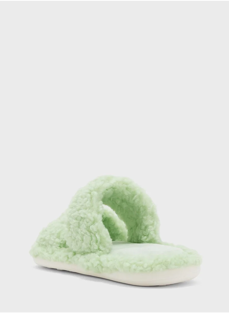 Ginger Teddy Double Strap Ladies Slipper