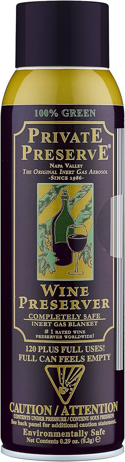 Private Preserve Wine Preservation System | 100% Green Gas Based | Suitable For All Wine, Port, Sake, Cognac, Whiskey, Fine Oil & Vinegar 0.29 Ounce (Pack of 1) - Image 1