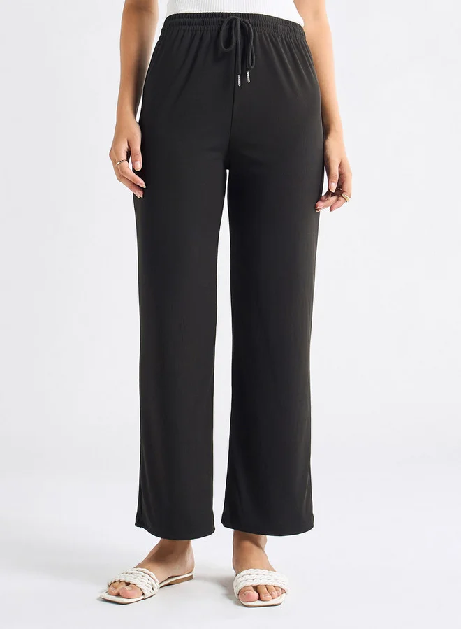 Splash FAV Solid Wide Leg Pants with Drawstring Closure