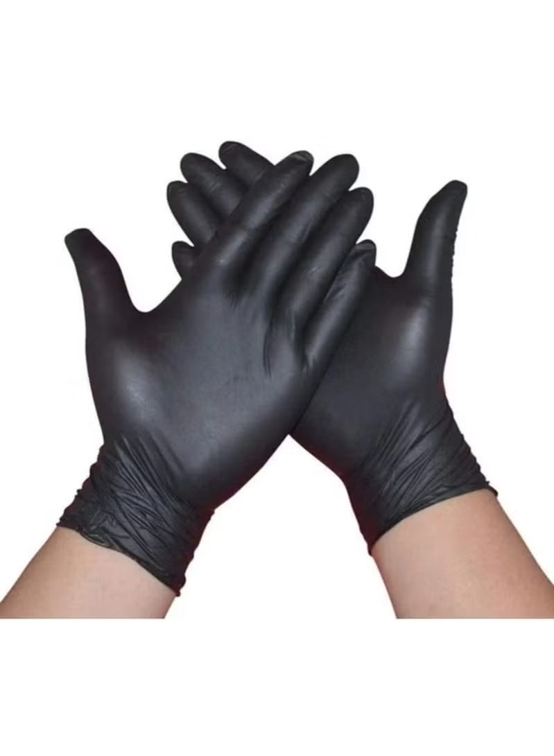 فينيل قفازات فينيل لون اسود بدون بودرة 70 قطعة - Image 1