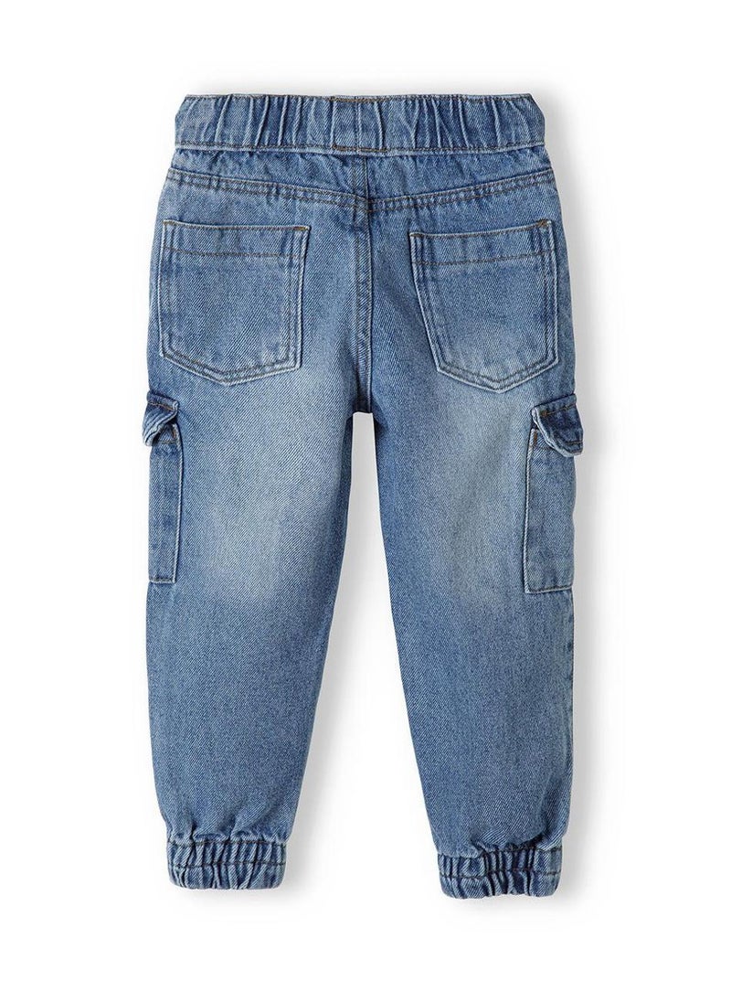 MINOTI Kids' Pull-On Denim Cargo Trousers with Utility Pockets - Image 3
