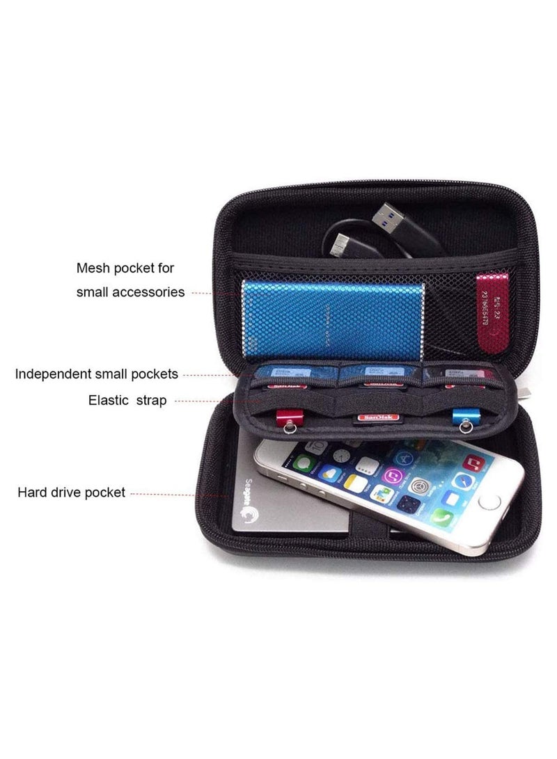 Hard Travel Tech Organizer Case Bag for Electronics Accessories Charger Cord Portable External Hard Drive USB Cables Power Bank SD Memory Cards Earphone Flash Drive