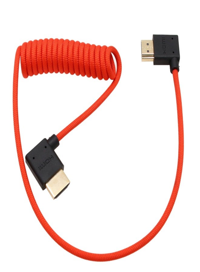 كابل HangTon HDMI 8K 4K 60p لكاميرات ATOMOS Ninja Inferno وPortkeys وSmallHD Cine Ultra Indie وSony A7M4 وA7SIII وCanon C300 وGH7 وZ8، بزاوية يمين/يسار، نوع A، HDMI 2.1، أحمر، مضفر، ملفوف، 50 سم - Image 1