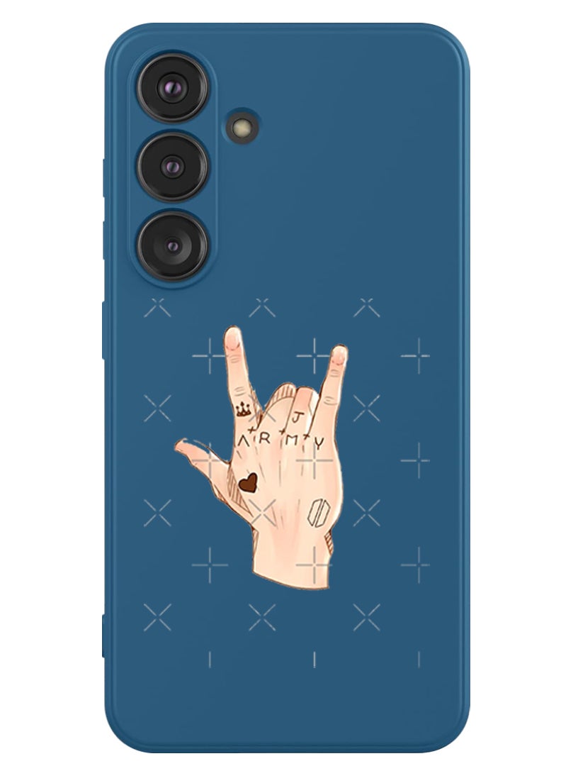 Theodor Protective Slim Fit Case Liquid Silicone Cover with Full Body Protection Anti-Scratch Shockproof Case For Samsung Galaxy S24 Plus (Blue) - Army - Image 1