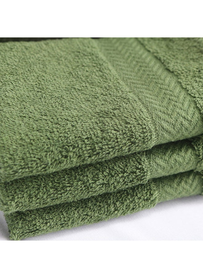 White Rose 10 Pcs MATRIX Dyed Towel set 500 GSM 100% Cotton Terry Zic Zac Border 2 Bath Towel (70x140) cm, 2 Hand Towel (50x90) cm, & 6 Face Towel (33x33) cm Soft Feel Highly Absorbent Dark Green Color  - Image 2