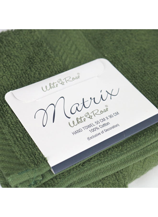 White Rose 10 Pcs MATRIX Dyed Towel set 500 GSM 100% Cotton Terry Zic Zac Border 2 Bath Towel (70x140) cm, 2 Hand Towel (50x90) cm, & 6 Face Towel (33x33) cm Soft Feel Highly Absorbent Dark Green Color  - Image 3