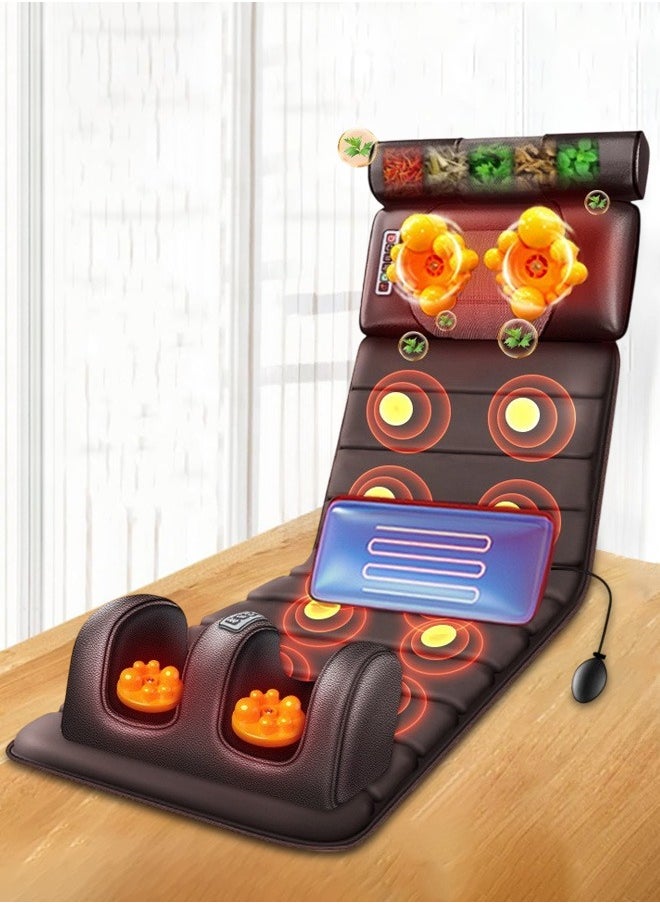XiuWoo Portable Foldable Design Full Body Massage Mat with Adjustable Pillows Heating Pads, Back Massager Pad for Neck and Back Muscle Relaxation Full Body Massage  - Image 1
