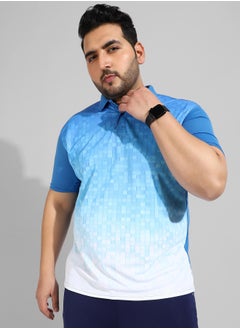 Instafab Plus Men's Blue Printed Regular Fit Activewear T-Shirt  - Image 2