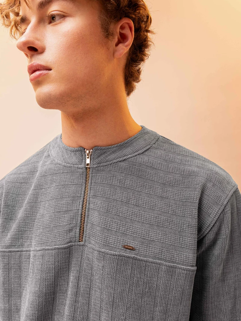Beyoung Structured Sweatshirt Light Grey