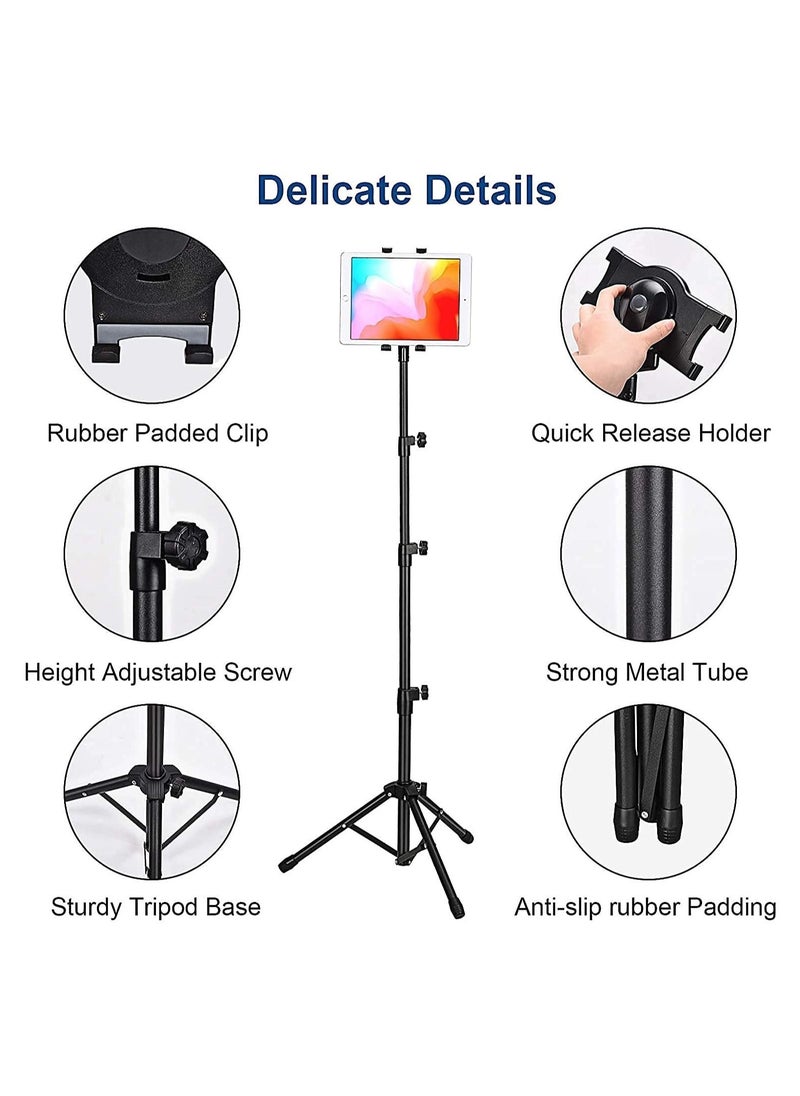 Generic - Tabletop Tablet Holder Stand, iPad Stand Floor Height Adjustable Tablet Tripod Stand for iPad Mini 1, 2, 3, iPad Air, iPad 2, 3, 4, 5, 6 and Most 7-10 inches Tablets, Easy Carrying Bag - Image 1