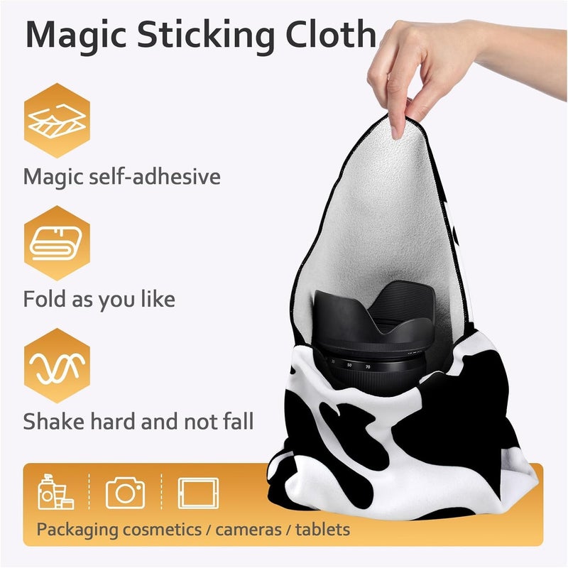 KERFORA Magic SelfAdhesive Cosmetic Makeup Storage Bag for Travelling EasyPacking Cosmetic Bag Magic Patch Cloth Camera Lens Protection Wrap Camera Bag Women MenCow Pattern - Image 5