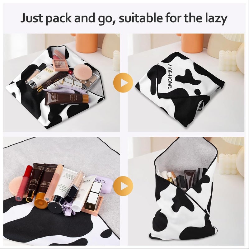 KERFORA Magic SelfAdhesive Cosmetic Makeup Storage Bag for Travelling EasyPacking Cosmetic Bag Magic Patch Cloth Camera Lens Protection Wrap Camera Bag Women MenCow Pattern - Image 4