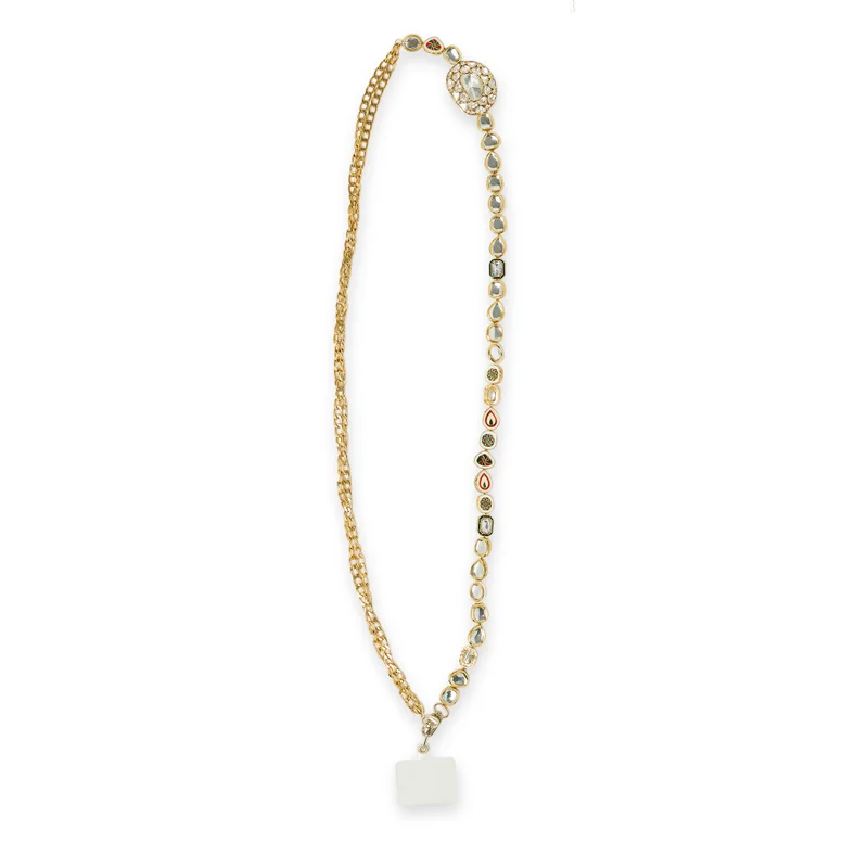 Anaar Anaar Polkita Dazzler Mobile Chain with Kundan, Moti & Polki Centerpiece