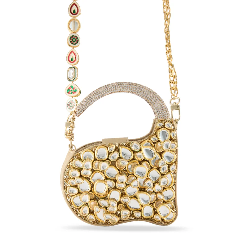 Anaar Anaar Polkita Dazzler Mobile Chain with Kundan, Moti & Polki Centerpiece