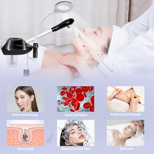 Takeashine Professional Facial Steamer, 2 in 1 Face Steamer on Wheels with 5X Magnifying Lamp for Deep Cleansing and Hydration, with Time Setting for Spa, Salon and Home Use - Image 3