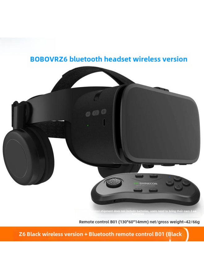 Generic Bobo Vr Glasses Small House Z6 Box Wireless Headset 3d Vision Digital Computer Glasses-Color:Z6 English Black + B01 Bluetooth Remote Control  - Image 1