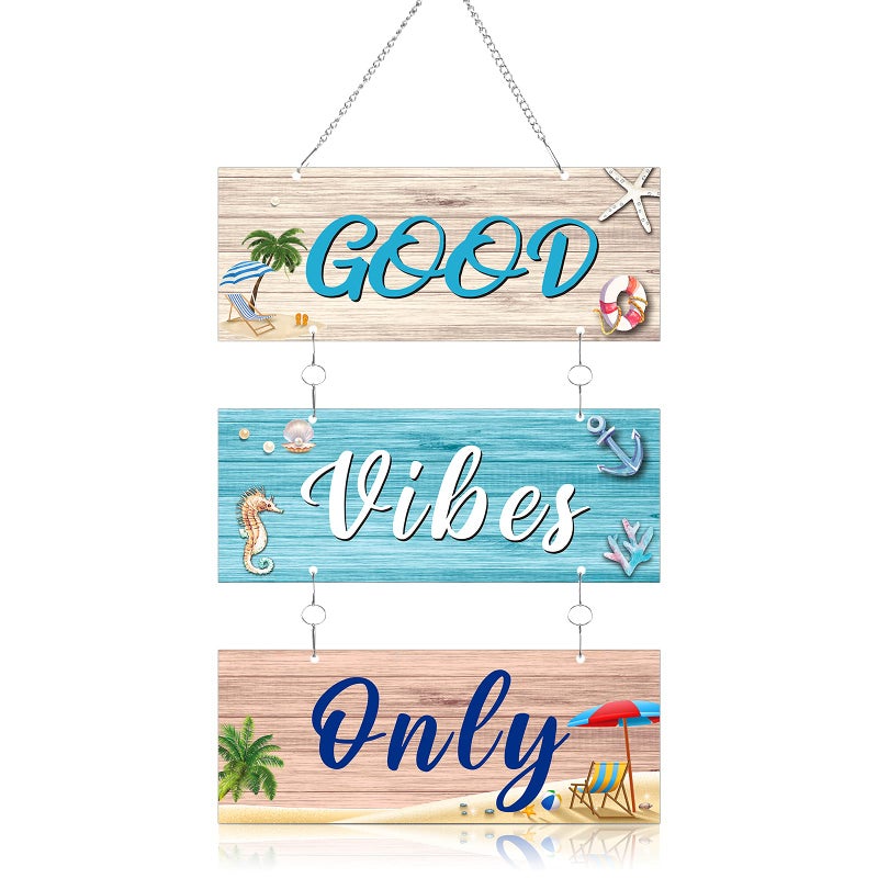 Hotop Beach Sign Decor Hanging Sea Decorations Starfish Wall Decoration Beach Plaque Door Wall Plaque Decor Sign with Seahorse and Scallop for DecorationElegant Style