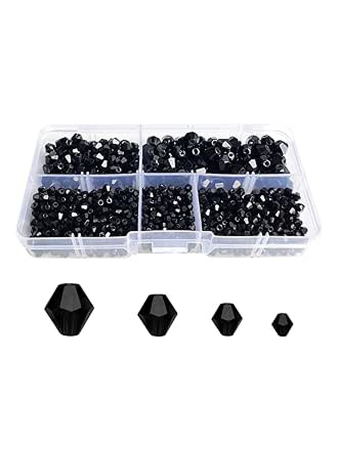 3-8mm Bicone الخرز الزجاجي الأسود للمجوهرات ماك - Image 1