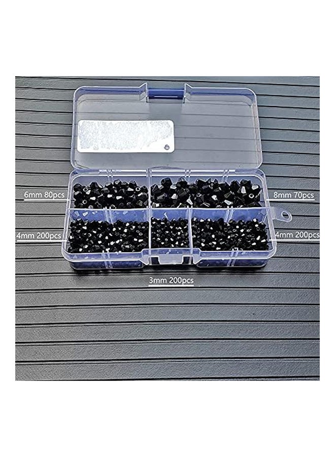 3-8mm Bicone الخرز الزجاجي الأسود للمجوهرات ماك - Image 3