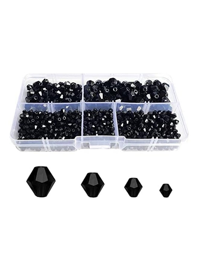 3-8mm Bicone الخرز الزجاجي الأسود للمجوهرات ماك - Image 2