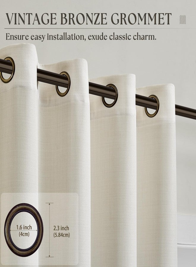 DUKIYO Natural Linen Curtains 84 Inches Long 2 Panels Set for Living Room Grommet Privacy Light Filtering Non-See-Through Drapes Bedroom Ivory Cream Semi Sheer Farmhouse Boho Window Curtain 84 Inch Length - Image 3