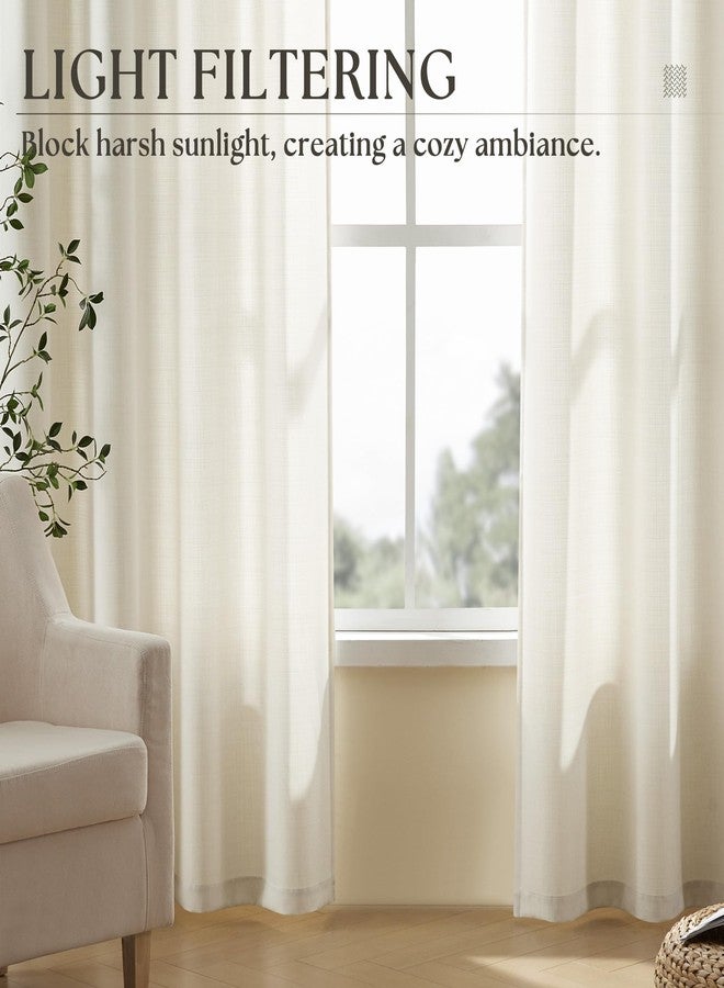 DUKIYO Natural Linen Curtains 84 Inches Long 2 Panels Set for Living Room Grommet Privacy Light Filtering Non-See-Through Drapes Bedroom Ivory Cream Semi Sheer Farmhouse Boho Window Curtain 84 Inch Length - Image 5