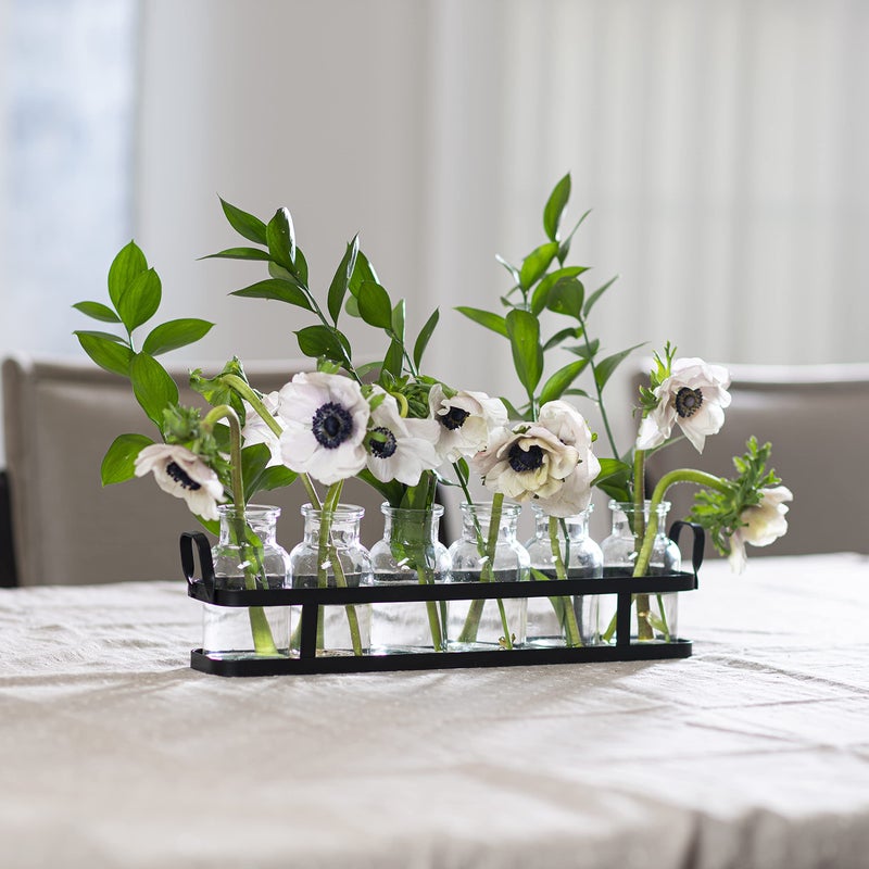 Le'raze 6pc Glass Flower Vase with Metal Holder, Best Vases Set for Home & Table Decor Flowers, Wedding Decorations, Kitchen, Bathroom, Bedroom, Modern Shelf Decor, Terrarium Arrangement - Image 2