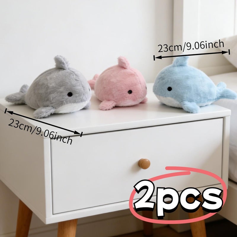 2pcs Random Color Little Dream Whale Plush Doll 23 Cm Cute Pillow Toy - Image 3