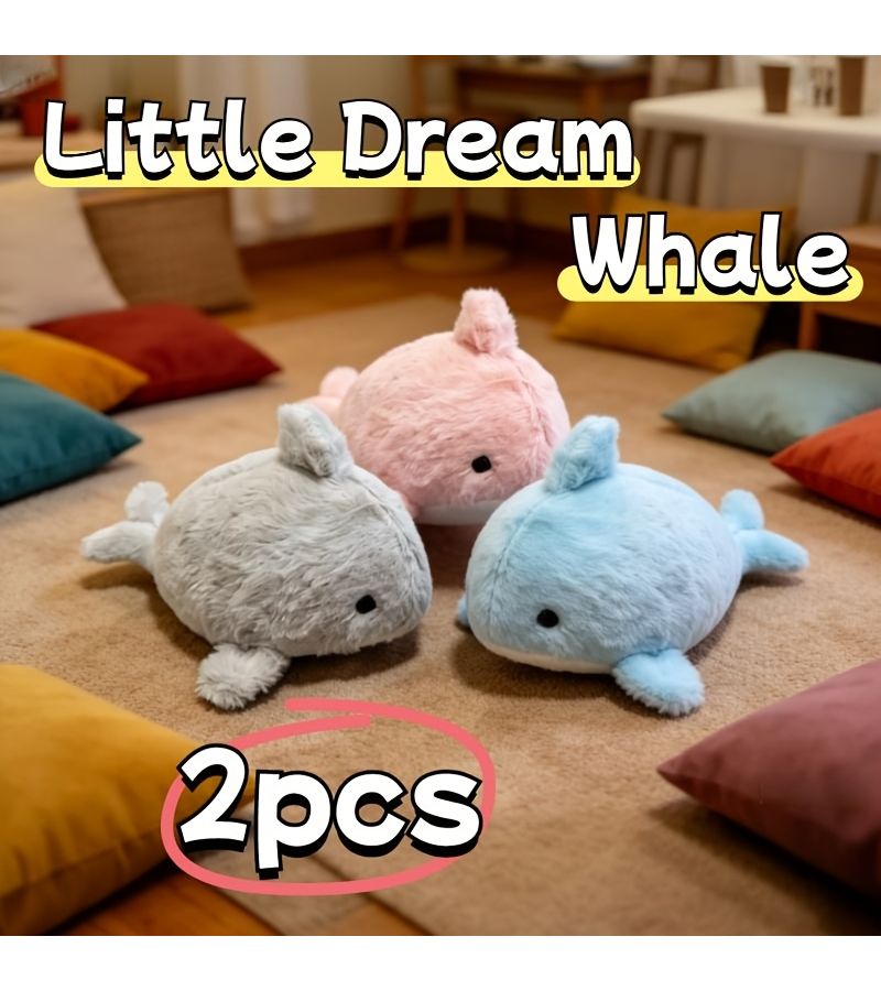2pcs Random Color Little Dream Whale Plush Doll 23 Cm Cute Pillow Toy - Image 1
