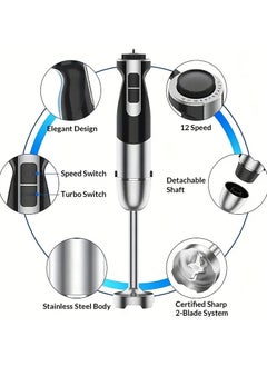 SILVER CREST Stainless Steel Stick Blender - 500W Powerful,Speeds, Low Noise, Turbo Mode - Includes , Milk Frother, Egg Whisk, Hang-up Loop for Easy Mounting, BPA-Free,  - Image 1