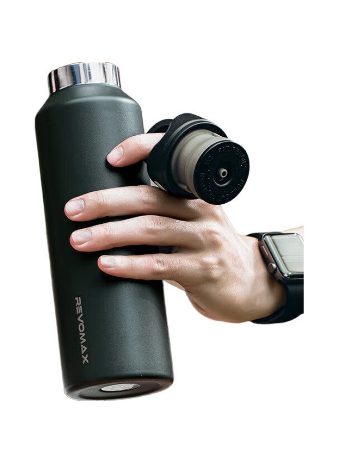 Revomax Single-Hand Opening Water Bottle, Threadless Insulated Cup, Large Capacity Cold-Keeping Cup For Men, Sand Green, 592Ml - Image 3