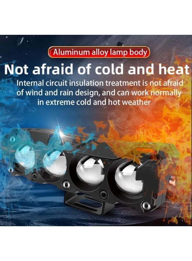 مصابيح LED خارجية للدراجات النارية، مزودة بكشاف، هيكل من الألومنيوم الأسود، تصميم شريط مزدوج بثمانية مصابيح LED، مصابيح قيادة مساعدة مقاومة للماء للدراجات النارية. - Image 5