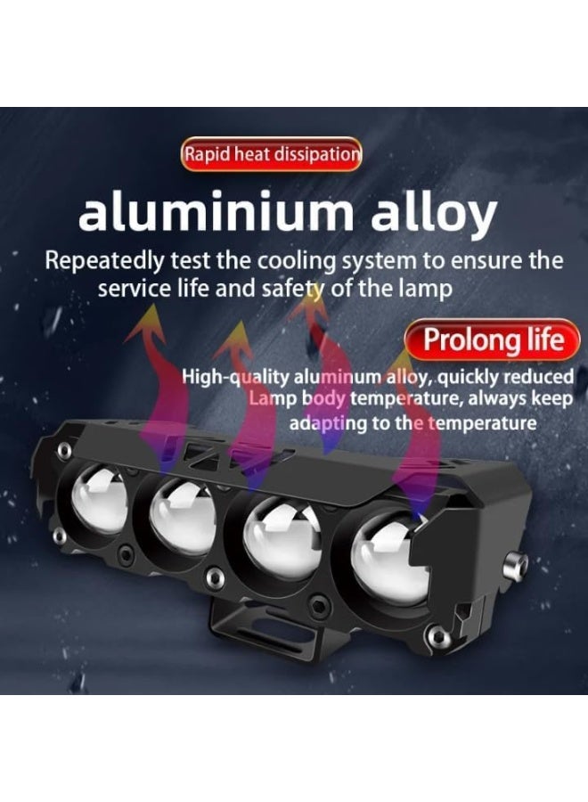 مصابيح LED خارجية للدراجات النارية، مزودة بكشاف، هيكل من الألومنيوم الأسود، تصميم شريط مزدوج بثمانية مصابيح LED، مصابيح قيادة مساعدة مقاومة للماء للدراجات النارية. - Image 3