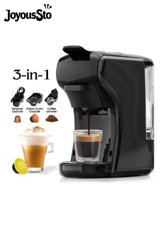 متجر الفرح ماكينة صنع الإسبريسو لكبسولات نسبرسو، كبسولات لافاتزا الزرقاء ومسحوق القهوة، ضغط مضخة 19 بار لصنع قهوة إسبريسو أصلية، آلات صنع قهوة إماكينة صنع الإسبريسو للكبسولات، كبسولة زرقاء ومسحوق قهوة، ضغط مضخة 19 بار لصنع قهوة إسبريسو أصلية، آلات صنع قهوة إسبريسو صغيرة بقوة 1450 وات باللون الأسود مع خزان مياه قابل للإزالة سعة 600 مل - Image 1