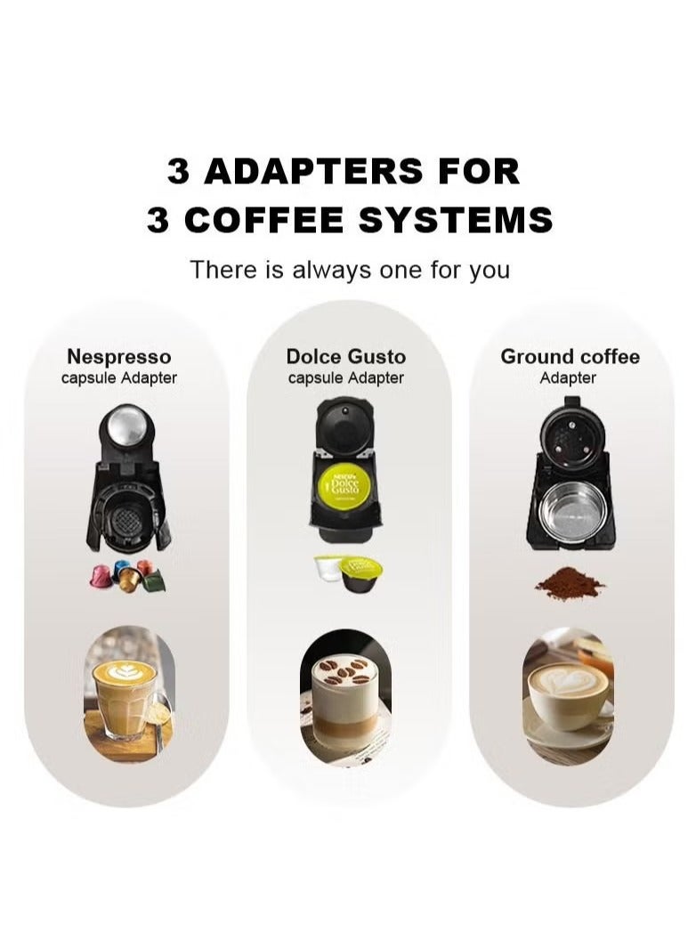 متجر الفرح ماكينة صنع الإسبريسو لكبسولات نسبرسو، كبسولات لافاتزا الزرقاء ومسحوق القهوة، ضغط مضخة 19 بار لصنع قهوة إسبريسو أصلية، آلات صنع قهوة إماكينة صنع الإسبريسو للكبسولات، كبسولة زرقاء ومسحوق قهوة، ضغط مضخة 19 بار لصنع قهوة إسبريسو أصلية، آلات صنع قهوة إسبريسو صغيرة بقوة 1450 وات باللون الأسود مع خزان مياه قابل للإزالة سعة 600 مل - Image 2