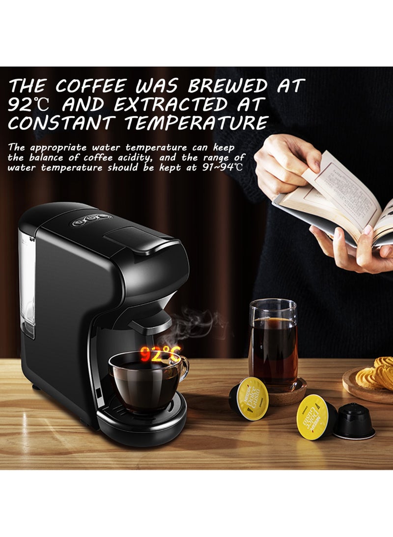 متجر الفرح ماكينة صنع الإسبريسو لكبسولات نسبرسو، كبسولات لافاتزا الزرقاء ومسحوق القهوة، ضغط مضخة 19 بار لصنع قهوة إسبريسو أصلية، آلات صنع قهوة إماكينة صنع الإسبريسو للكبسولات، كبسولة زرقاء ومسحوق قهوة، ضغط مضخة 19 بار لصنع قهوة إسبريسو أصلية، آلات صنع قهوة إسبريسو صغيرة بقوة 1450 وات باللون الأسود مع خزان مياه قابل للإزالة سعة 600 مل - Image 5