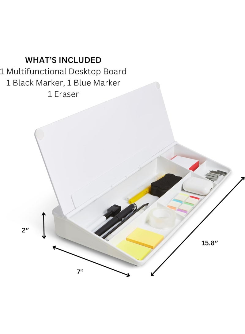 Desktop Dry Erase Board with Storage White Keyboard Whiteboard Glass White Board Whiteboard Desk top Organizer Desk Board Buddy Phone Tablet Holder Office Accessories 15.8 X 7 X 2 inches - Image 3